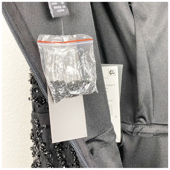 NWT Adrianna Papell Black Beaded Gown Size 8 - Picture 9 of 12